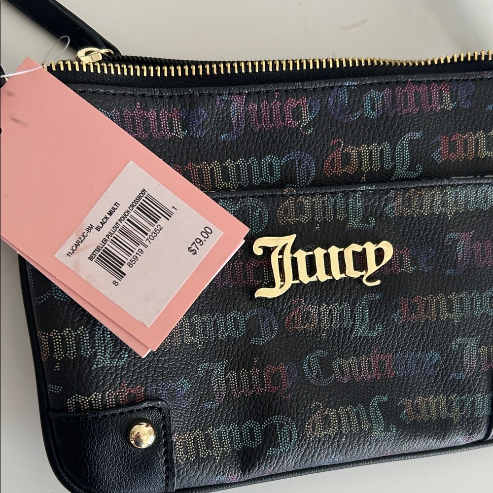 Juicy Couture Black with Colorful Logo Crossbody Bag